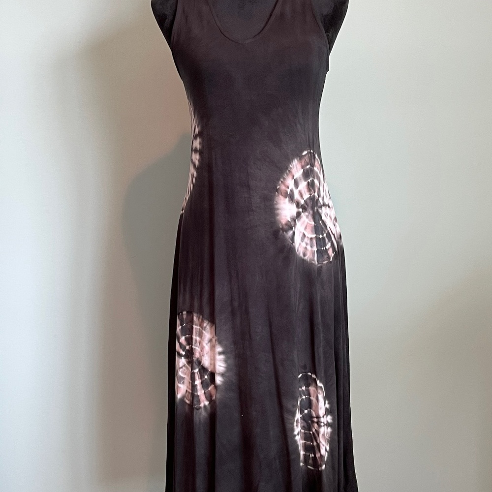 NWT Deborah Viereck Black Tie-Dye Midi Dress